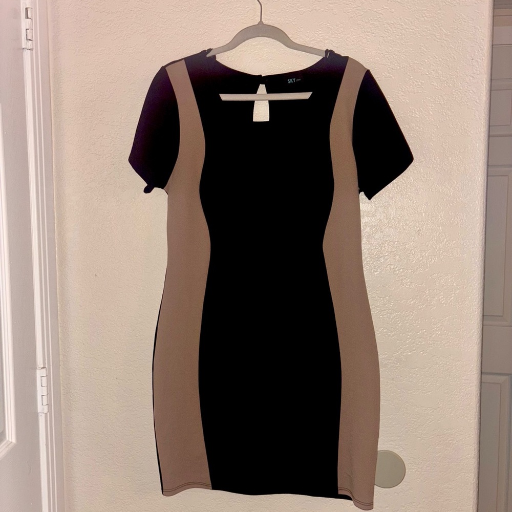 Elegant Black and Tan Dress